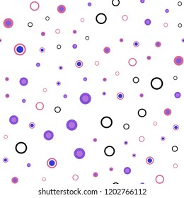 Light Blue, Red vector seamless layout with circle shapes. Glitter abstract illustration with blurred drops of rain. Pattern for design of window blinds, curtains.