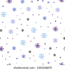 Light Blue, Red vector seamless cover with beautiful snowflakes. Shining colorful illustration with snow in christmas style. Design for textile, fabric, wallpapers.