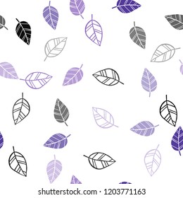 Light Blue, Red vector seamless doodle texture with leaves. Doodle illustration of leaves in Origami style with gradient. Pattern for design of window blinds, curtains.