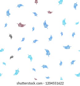 Light Blue, Red vector seamless doodle background with leaves. A vague abstract illustration with leaves in doodles style. Design for textile, fabric, wallpapers.