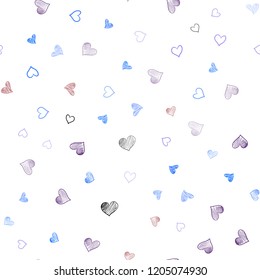 Light Blue, Red vector seamless texture with lovely hearts. Hearts on blurred abstract background with colorful gradient. Pattern can be used for valentine's ad, booklets.