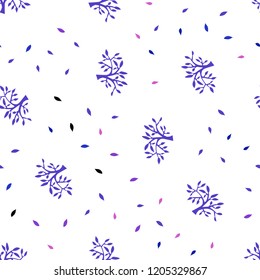 Light Blue, Red vector seamless elegant background with leaves, branches. Sketchy doodles on white background. Design for textile, fabric, wallpapers.