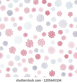 Light Blue, Red vector seamless pattern with christmas snowflakes. Shining colored illustration with snow in christmas style. Design for textile, fabric, wallpapers.