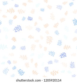 Light Blue, Red vector seamless doodle layout with leaves, branches. Doodle illustration of leaves and branches in Origami style. Design for textile, fabric, wallpapers.