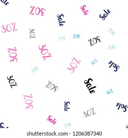 Light Blue, Red vector seamless cover with symbols of 30 % sales. Abstract illustration with colorful gradient symbols of sales. Backdrop for super sales on Black Friday.