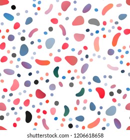 Light Blue, Red vector seamless texture with disks. Blurred bubbles on abstract backdrop with colorful gradient. Pattern for design of fabric, wallpapers.