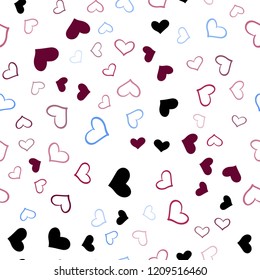 Light Blue, Red vector seamless pattern with colorful hearts. Beautiful colored illustration with hearts in celebration style. Pattern can be used for valentine's ad, booklets.