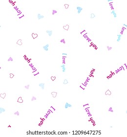 Light Blue, Red vector seamless template with doodle hearts. Beautiful colored illustration with hearts in celebration style. Beautiful design for your business advert of anniversary.