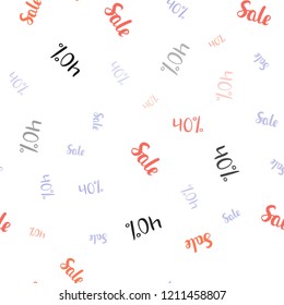 Light Blue, Red vector seamless layout with discount of 40%. Colorful set of  percentage signs in simple style. Backdrop for super sales on Black Friday.
