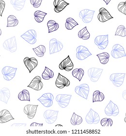 Light Blue, Red vector seamless abstract background with leaves. Decorative illustration with doodles on abstract template. Pattern for design of window blinds, curtains.