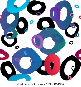 Light Blue, Red vector seamless texture with disks. Blurred bubbles on abstract backdrop with colorful gradient. Pattern for design of fabric, wallpapers.