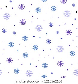 Light Blue, Red vector seamless template with ice snowflakes. Glitter abstract illustration with crystals of ice. Pattern for design of window blinds, curtains.