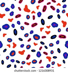 Light Blue, Red vector seamless layout with circle shapes. Blurred decorative design in abstract style with bubbles. Pattern for design of window blinds, curtains.
