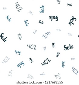 Light Blue, Red vector seamless cover with symbols of 40 % sales. Illustration with signs of sales on abstract template. Template for season sales, shopping ads.