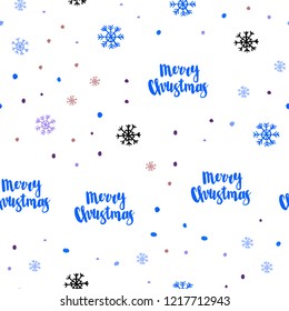 Light Blue, Red vector seamless texture with colored snowflakes. Glitter abstract illustration with crystals of ice. Trendy design for wallpaper, fabric makers.