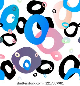 Light Blue, Red vector seamless pattern with spheres. Blurred bubbles on abstract backdrop with colorful gradient. Pattern for trendy fabric, wallpapers.