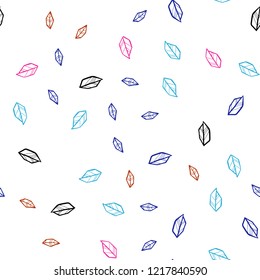 Light Blue, Red vector seamless elegant background with leaves. Creative illustration in blurred style with leaves. Template for business cards, websites.