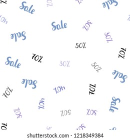 Light Blue, Red vector seamless template with 30%, 40%, 50% selling. Illustration with signs of sales on abstract template. Backdrop for mega promotions, discounts.