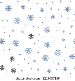 Light Blue, Red vector seamless template with ice snowflakes. Colorful decorative design in xmas style with snow. Pattern for trendy fabric, wallpapers.