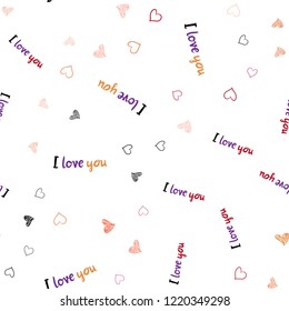 Light Blue, Red vector seamless background with hearts. Glitter abstract illustration with colorful hearts in romantic style. Pattern for marriage gifts, congratulations.