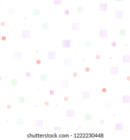 Light Blue, Red vector seamless cover with circles, cubes. Abstract backdrop with colorful circles, rectangles. Trendy design for wallpaper, fabric makers.