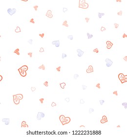 Light Blue, Red vector seamless cover with Shining hearts. Blurred decorative design in doodle style with hearts. Template for Valentine's greeting postcards.