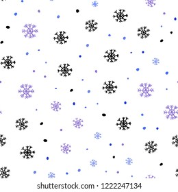 Light Blue, Red vector seamless template with ice snowflakes. Shining colorful illustration with snow on abstract template. Pattern for design of fabric, wallpapers.