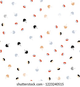 Light Blue, Red vector seamless pattern with coffee beans, cups. Gradient abstract collection of coffee cups and beans. Pattern for ads of breakfast, lunch, dinner.