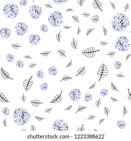 Light Blue, Red vector seamless elegant template with leaves, flowers. Colorful illustration in doodle style with leaves, flowers. Pattern for design of fabric, wallpapers.