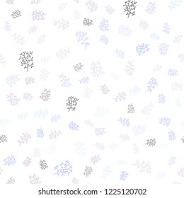 Light Blue, Red vector seamless abstract pattern with leaves, branches. Colorful illustration in doodle style with leaves, branches. Template for business cards, websites.