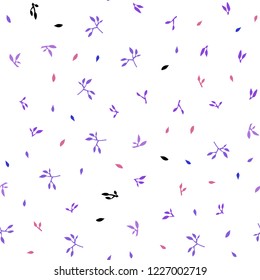 Light Blue, Red vector seamless natural pattern with leaves. Creative illustration in blurred style with leaves. Template for business cards, websites.