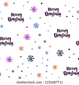 Light Blue, Red vector seamless cover with beautiful snowflakes. Colorful decorative design in xmas style with snow. Template for business cards, websites.