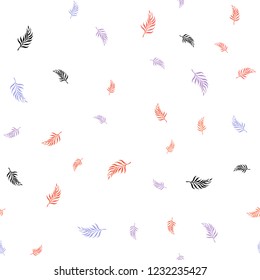 Light Blue, Red vector seamless elegant pattern with leaves. leaves on blurred abstract background with gradient. Pattern for design of fabric, wallpapers.