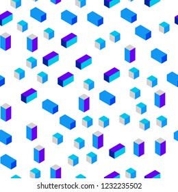 Light Blue, Red vector seamless, isometric layout with lines, rectangles. Glitter abstract illustration with rectangular shapes. Design for textile, fabric, wallpapers.