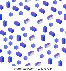 Light Blue, Red vector seamless, isometric template with rhombus. Glitter abstract illustration with rectangular shapes. Design for textile, fabric, wallpapers.