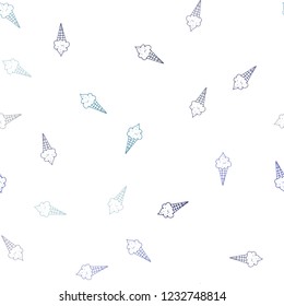Light Blue, Red vector seamless background with ice-cream cones. Decorative illustration with ice-cream on abstract template. Pattern for ad, booklets, leaflets of restaurants.