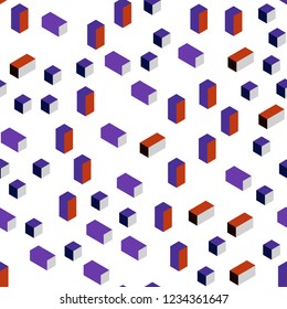 Light Blue, Red vector seamless, isometric background with rectangles. Decorative design in abstract style with rectangles. Pattern for design of fabric, wallpapers.
