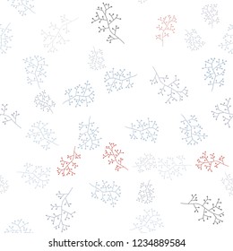 Light Blue, Red vector seamless doodle layout with branches. Doodle illustration of leaves and branches in Origami style. Template for business cards, websites.