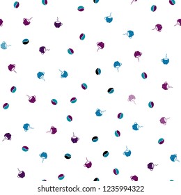 Light Blue, Red vector seamless pattern with coffee beans, cups. Gradient abstract collection of coffee cups and beans. Pattern for ad, booklets, leaflets of restaurants.