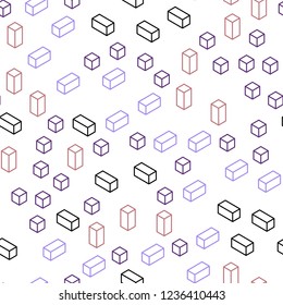 Light Blue, Red vector seamless, isometric layout with lines, rectangles. Glitter abstract illustration with rectangular shapes. Pattern for design of fabric, wallpapers.