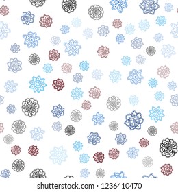Light Blue, Red vector seamless background with xmas snowflakes. Decorative shining illustration with snow on abstract template. Trendy design for wallpaper, fabric makers.