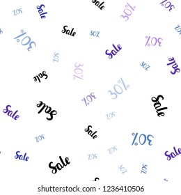 Light Blue, Red vector seamless texture with selling prices 30 %. Shining colorful illustration with isolated selling prices. Backdrop for super sales on Black Friday.