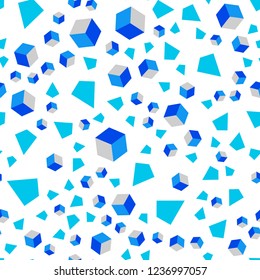 Light Blue, Red vector seamless, isometric template with crystals, squares. Decorative design in abstract style with lines, cubes. Pattern for design of fabric, wallpapers.