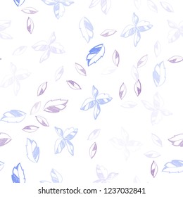Light Blue, Red vector seamless doodle background with leaves. Decorative illustration with doodles on abstract template. Trendy design for wallpaper, fabric makers.