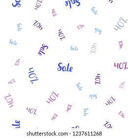 Light Blue, Red vector seamless cover with symbols of 40 % sales. Shining colorful illustration with isolated selling prices. Backdrop for ads, leaflets of Black Friday.