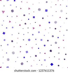Light Blue, Red vector seamless template with crystals, circles, squares. Decorative design in abstract style with lines, dots, cubes. Template for business cards, websites.