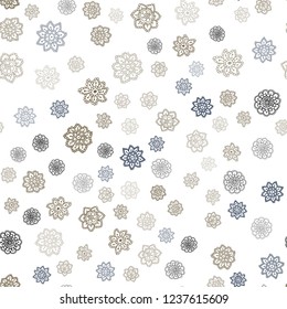 Light Blue, Red vector seamless cover with beautiful snowflakes. Decorative shining illustration with snow on abstract template. Pattern for trendy fabric, wallpapers.