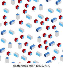Light Blue, Red vector seamless, isometric texture in rectangular style. Modern abstract illustration with colorful rectangles. Design for textile, fabric, wallpapers.
