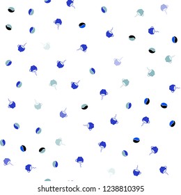 Light Blue, Red vector seamless texture with coffee beans, mugs. Colorful illustration with gradient coffee beans, mugs. Pattern for menu of cafes and restaurants.