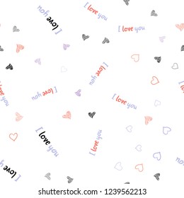 Light Blue, Red vector seamless pattern with colorful hearts. Glitter abstract illustration with colorful hearts in romantic style. Template for Valentine's greeting postcards.